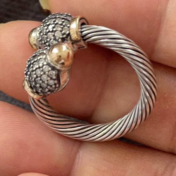 14 k Gold & Sterling Silver Cable Cuff Bracelet and ring set. - Picture 6 of 7